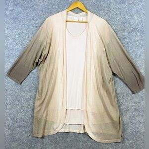 Chico’s Cardigan Sweater 2 Piece Set Size 2(L) Pale Pink Brown Ombré Open‎ Front